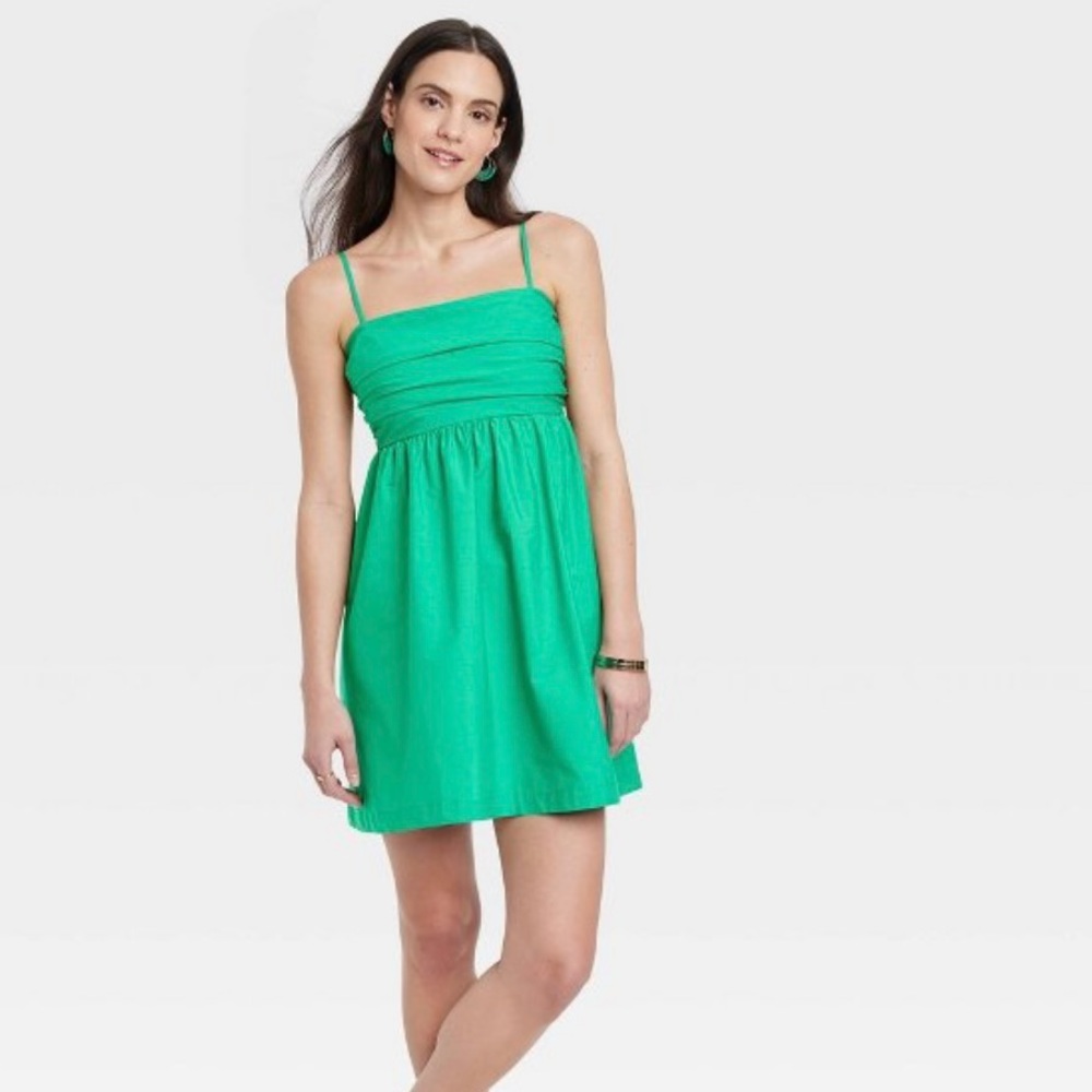 NWT Sleeveless Ruched Babydoll Dress XS